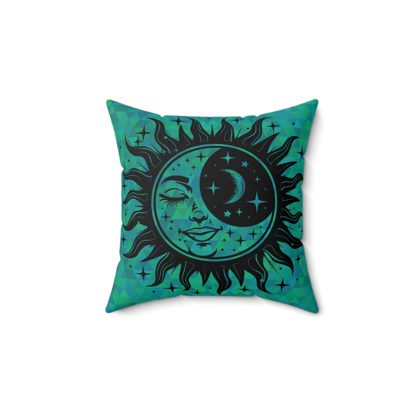 Sun & Moon on Teal Throw Pillow