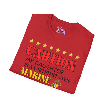 Caution My Daughter is a US Marine I've Been Known to Brag (Mom) Unisex Softstyle T-Shirt