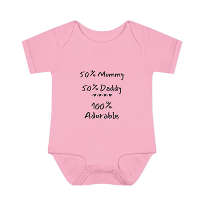 50% Mommy 50% Daddy 100% Adorable Infant Onesie
