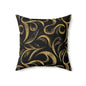 Golden Noir Swirl Throw Pillow