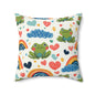 Ribbit Rainbows Throw Pillow
