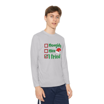 Naughty Nice I Tried Youth Long Sleeve Tee