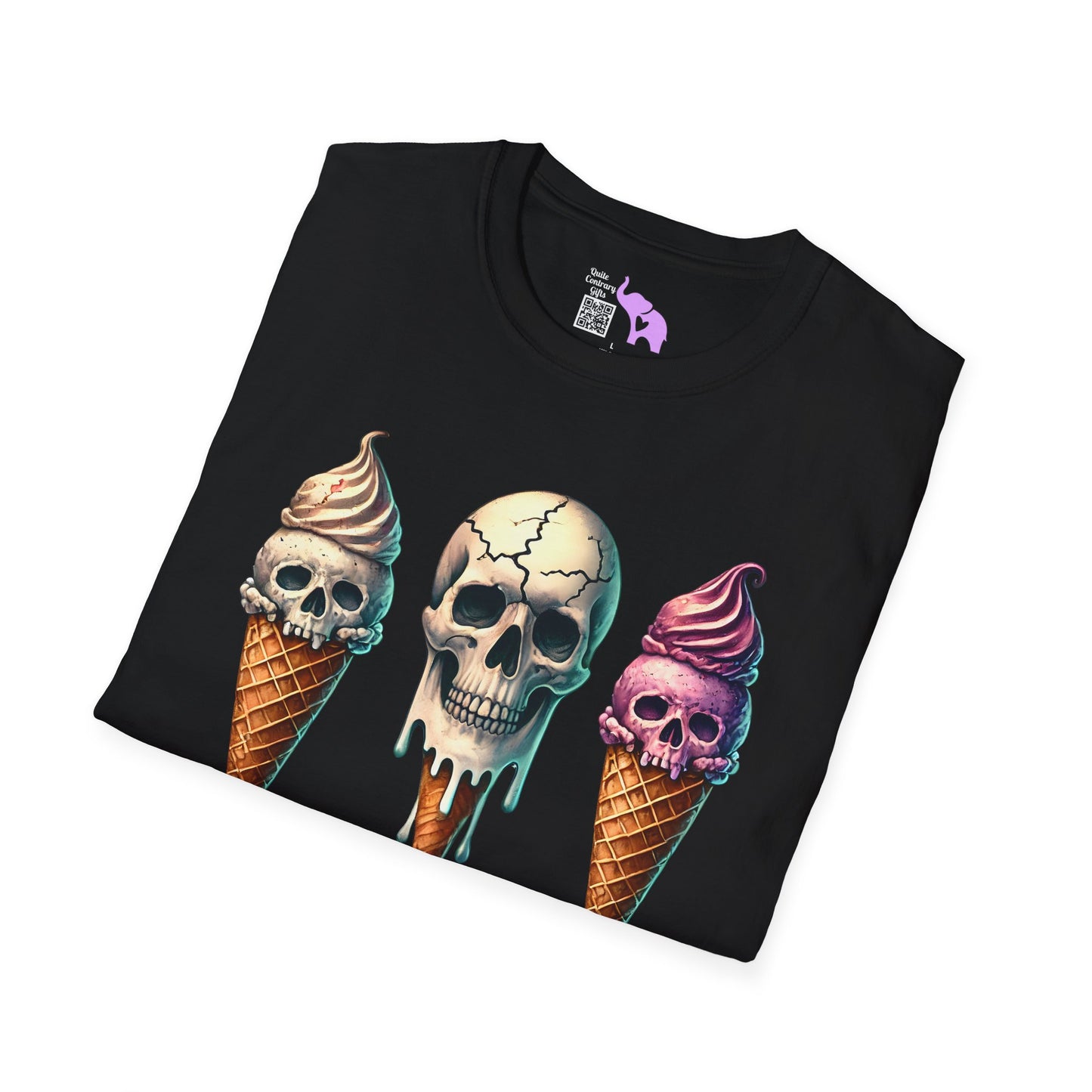 Ice Cream Cone Skull Adult T-shirt