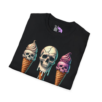 Ice Cream Cone Skull Adult T-shirt