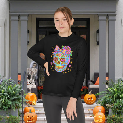 Neon Sugar Skull Youth Long Sleeve Tee