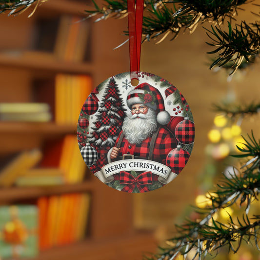 Jolly Santa Wishes Metal Ornament