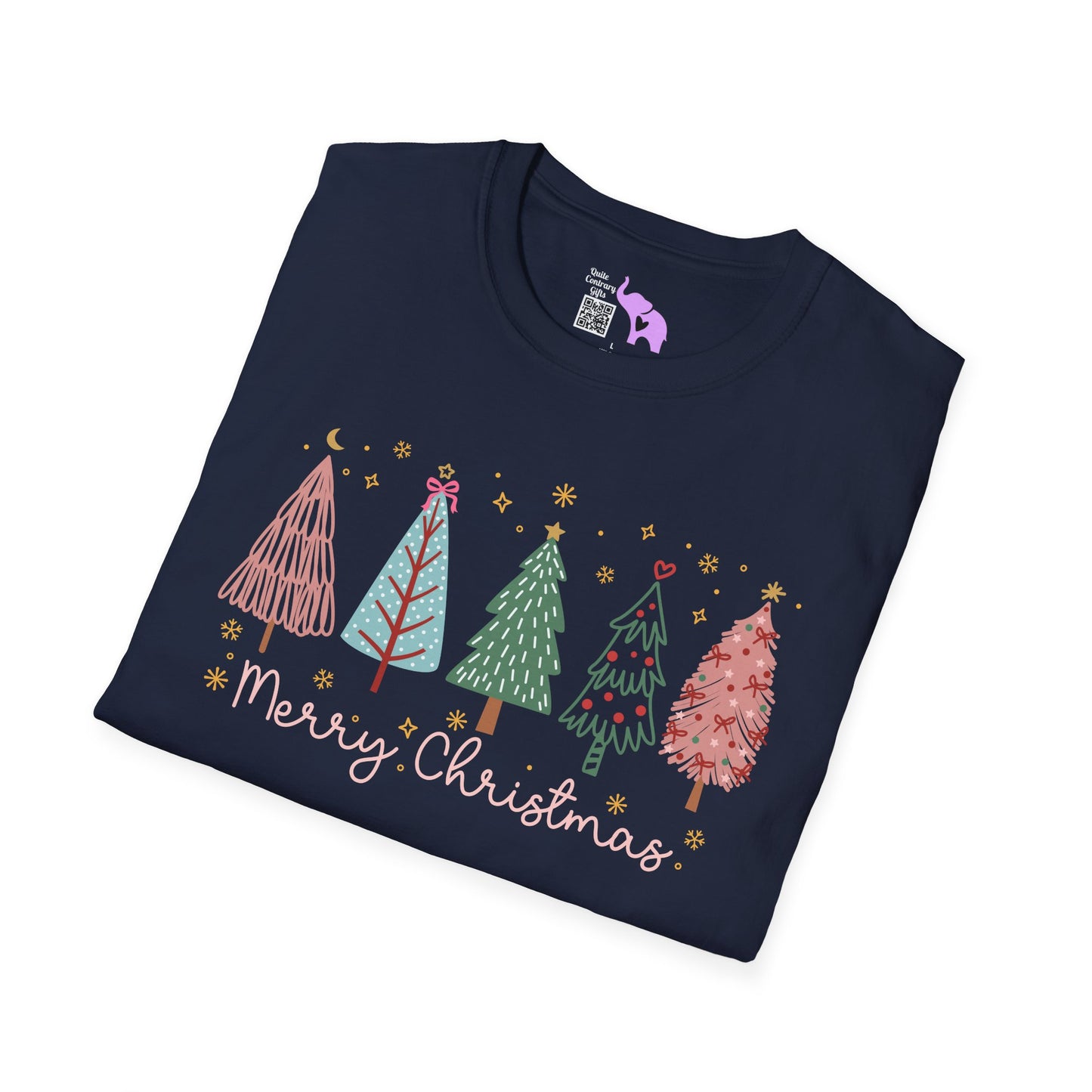 Merry Christmas Trees & Stars Adult T-shirt