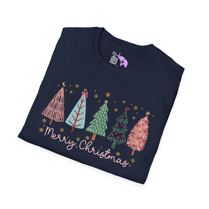 Merry Christmas Trees & Stars Adult T-shirt