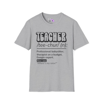 Teacher Definition, Professional Babysitter, Therapist on a Budget, Google Expert Adult T-shirt