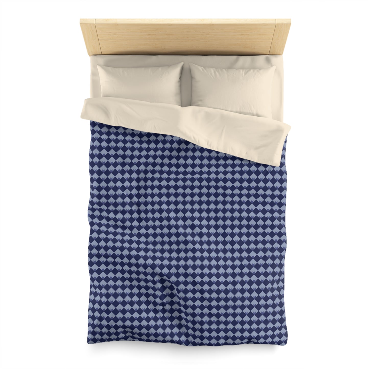 Diamond Bloom-Navy & Periwinkle Microfiber Duvet Cover