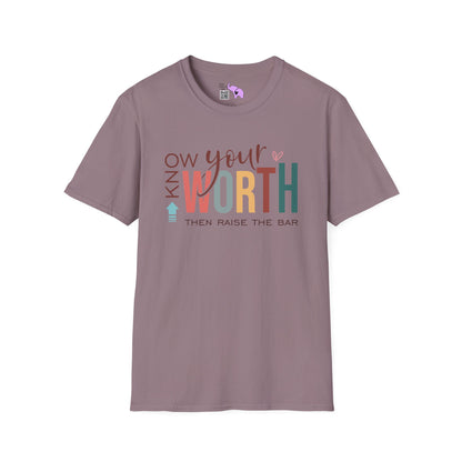 Know Your Worth Then Raise The Bar Adult T-shirt