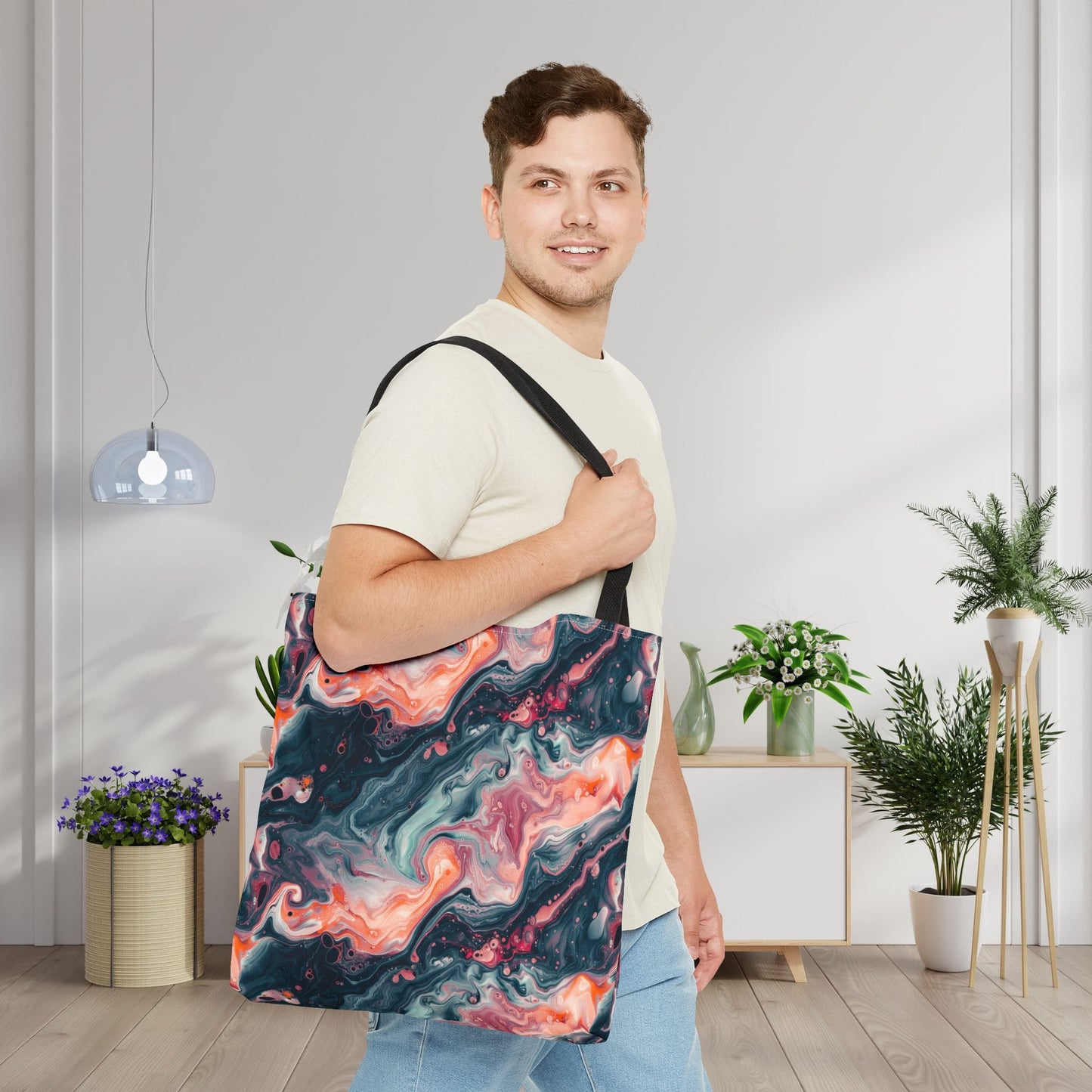 Pink Venom Marble Canvas Tote Bag