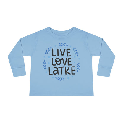 Hanukkah Live Love Latke Toddler Long Sleeve Tee