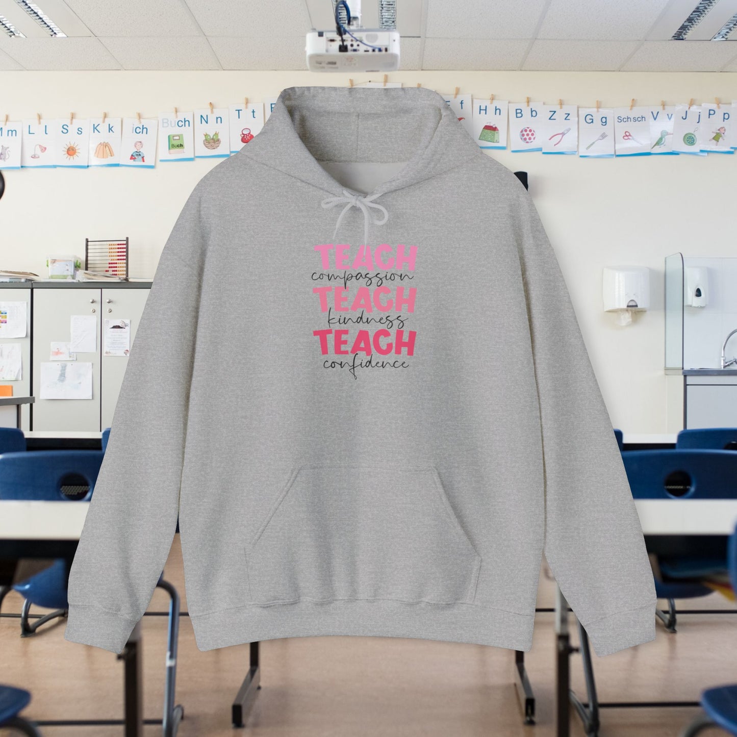 Teach Compassion, Kindness, Confidence Heavy Blend™ Hooded Sweatshirt