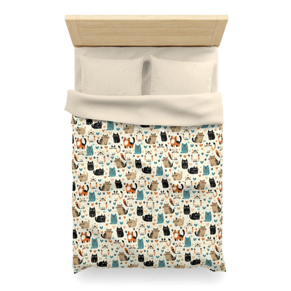 Whiskered Wonders Microfiber Duvet Cover