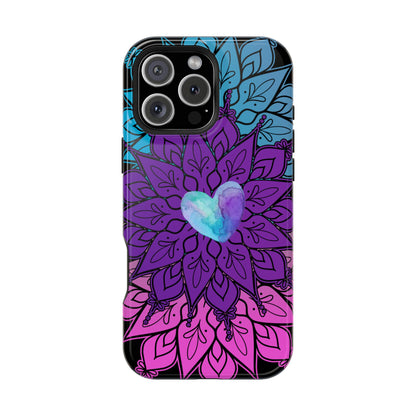 Colorful Mandala w/Heart MagSafe® Compatible Tough Case for iPhone