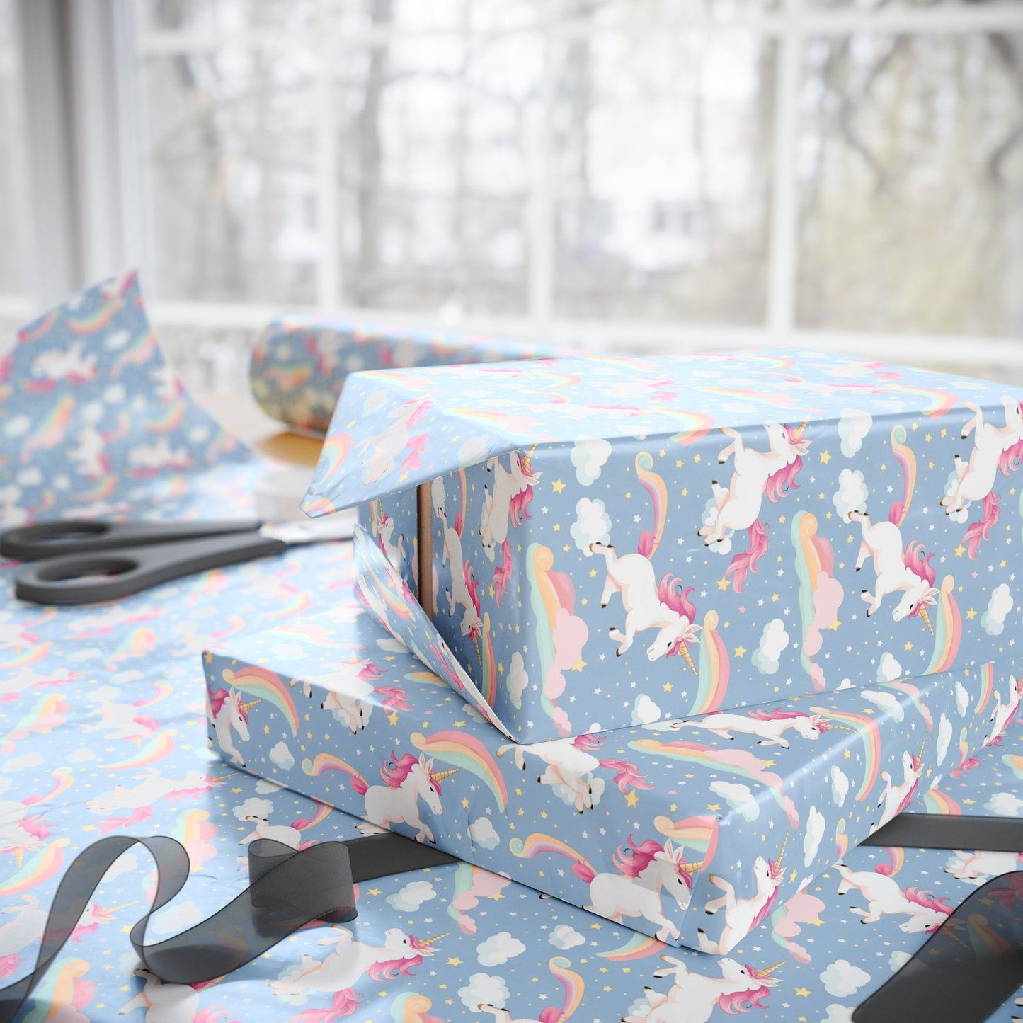 Snuggle Sky Unicorns Wrapping Paper