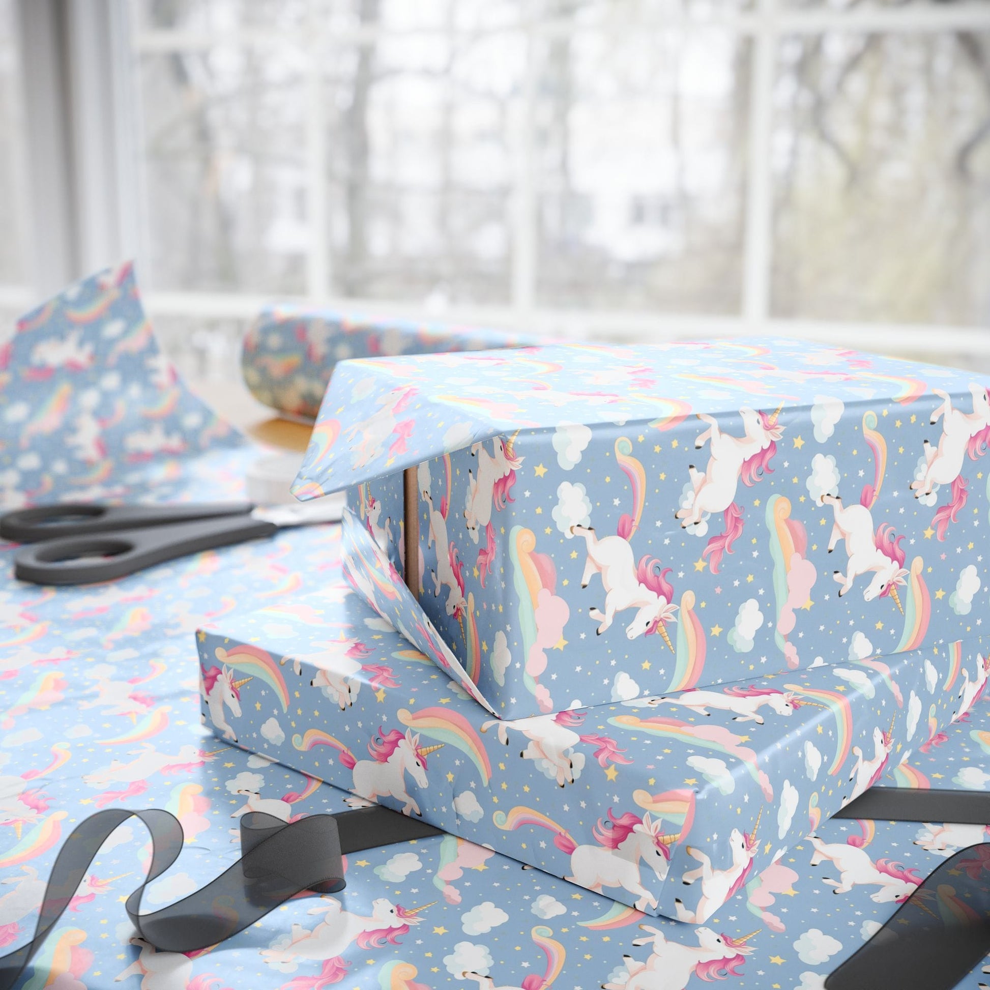 Snuggle Sky Unicorns Wrapping Paper