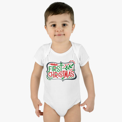 My First Christmas Infant Baby Rib Bodysuit