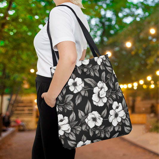 Black & White Daisies Canvas Tote Bag