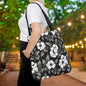 Black & White Daisies Canvas Tote Bag