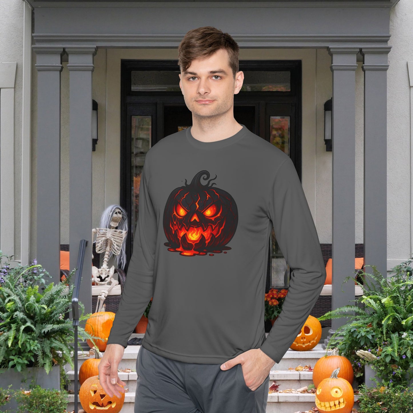""Inferno Jack-O’-Lantern Adult Long Sleeve Tee