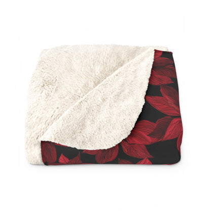 Midnight Poinsettia Garden Fleece Blanket