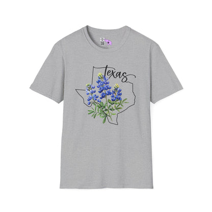 Texas Bluebonnets Outline Adult T-shirt