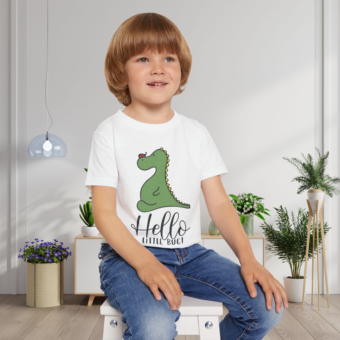 Hello Little Bug (Dinosaur) Heavy Cotton™ Toddler T-shirt