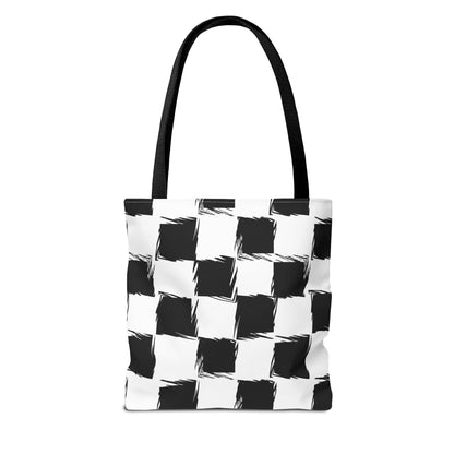 Distorted Check Canvas Tote Bag