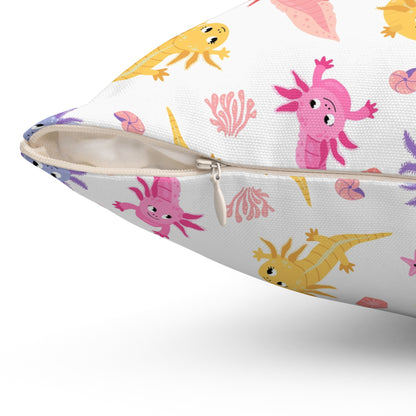 Axolotl Whimsy Throw Pillow