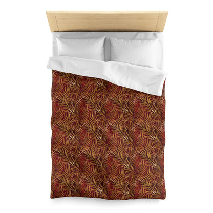 Crimson Palm Veil Microfiber Duvet Cover