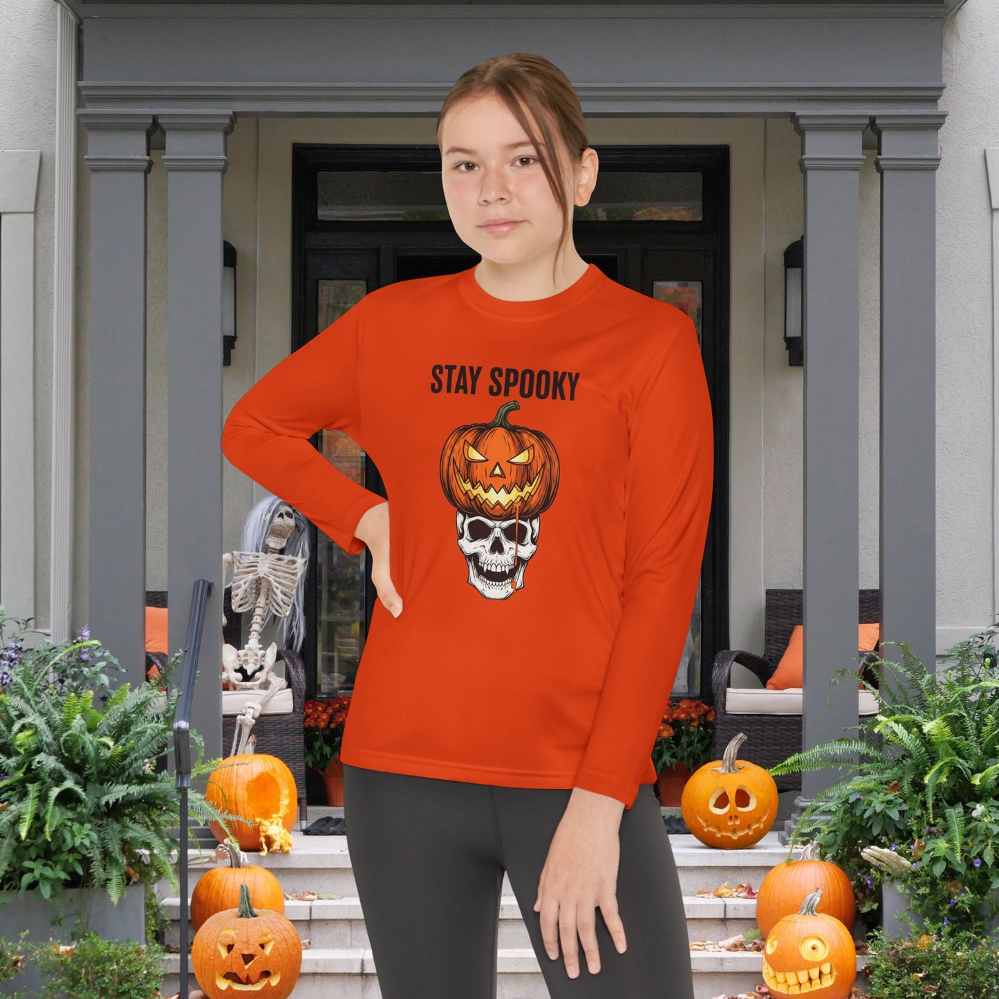 Stay Spooky (Pumpkin/Skull) Youth Long Sleeve Tee