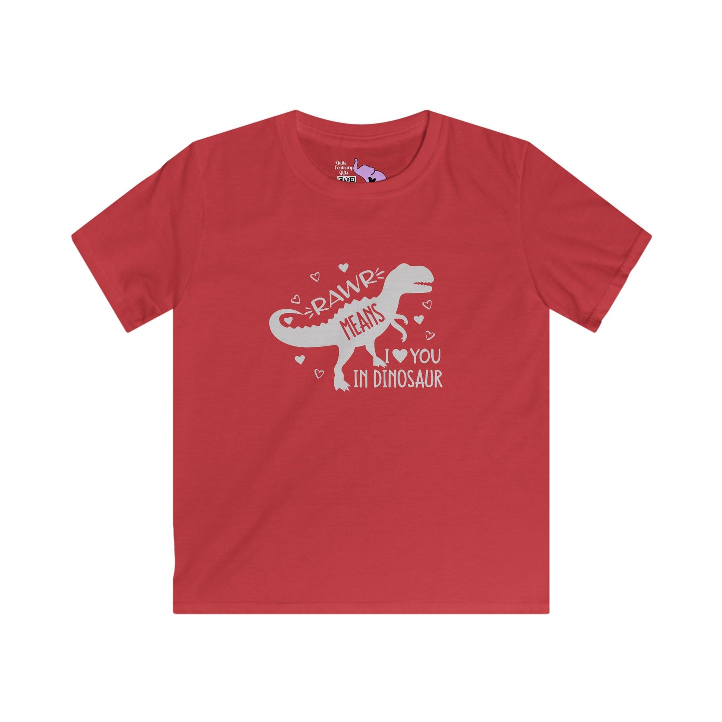 Rawr Means I Love You In Dinosaur Kids Softstyle Tee