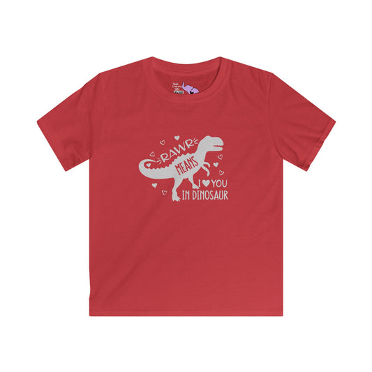 Rawr Means I Love You In Dinosaur Kids Softstyle Tee