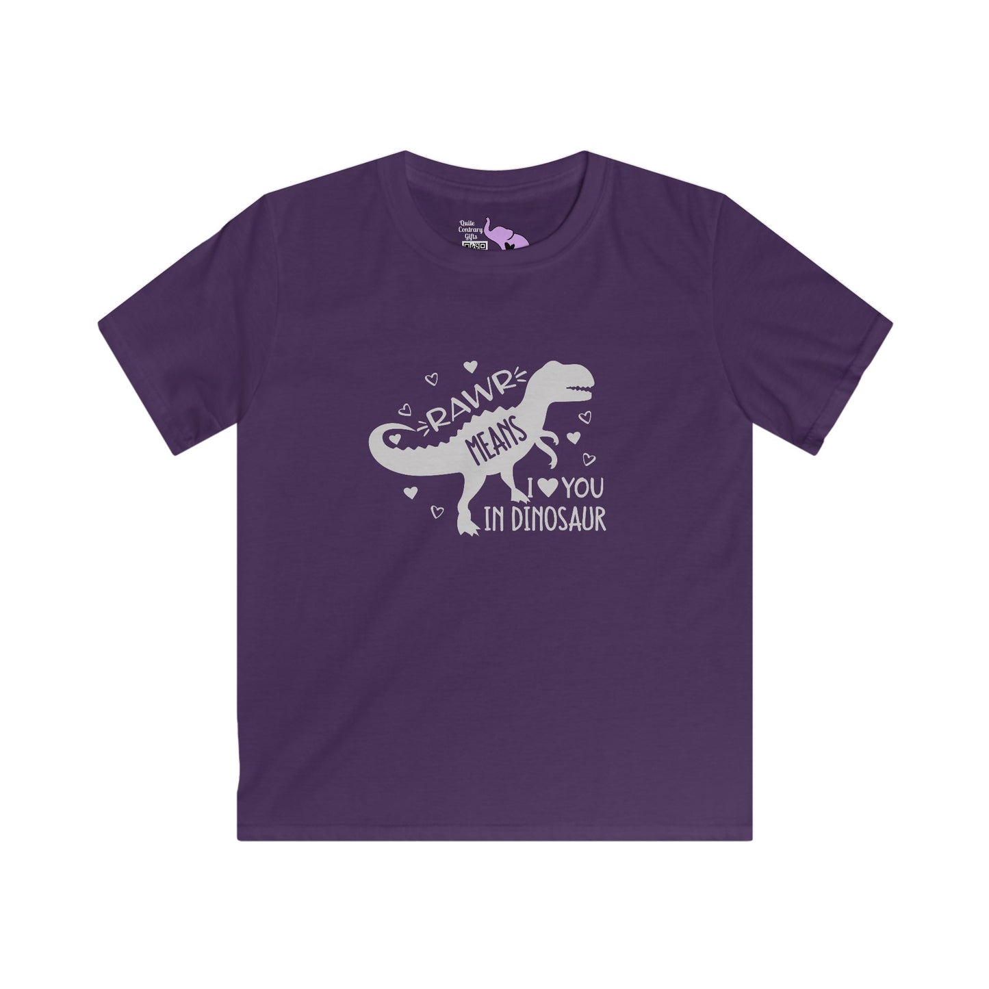 Rawr Means I Love You In Dinosaur Kids Softstyle Tee