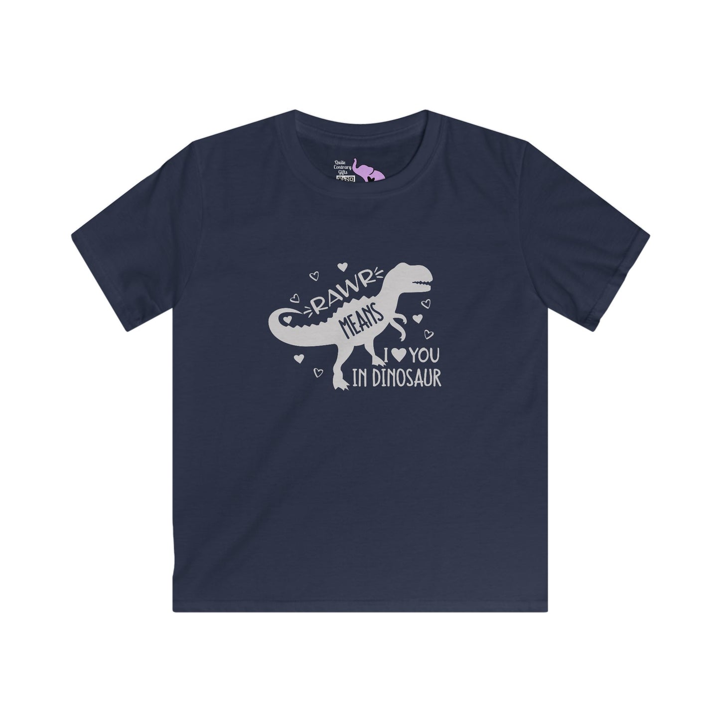 Rawr Means I Love You In Dinosaur Kids Softstyle Tee