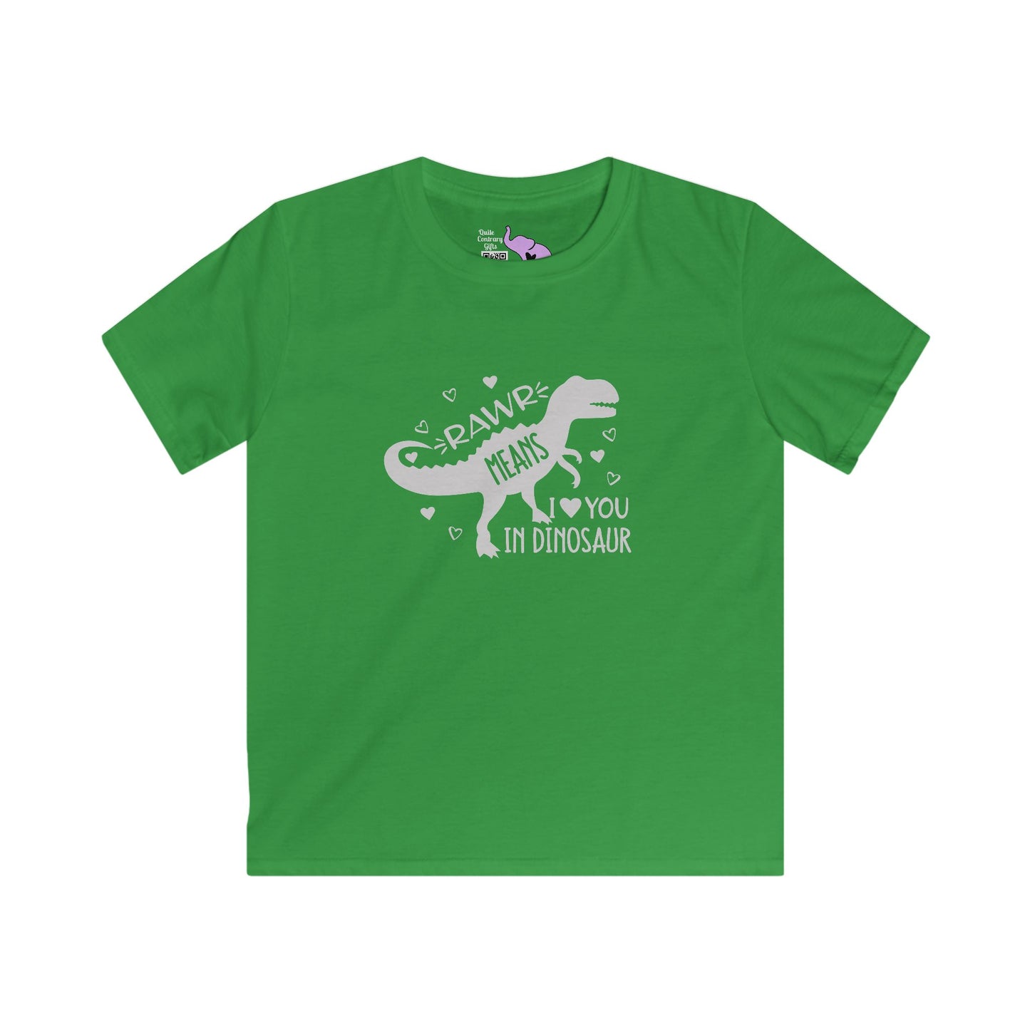 Rawr Means I Love You In Dinosaur Kids Softstyle Tee
