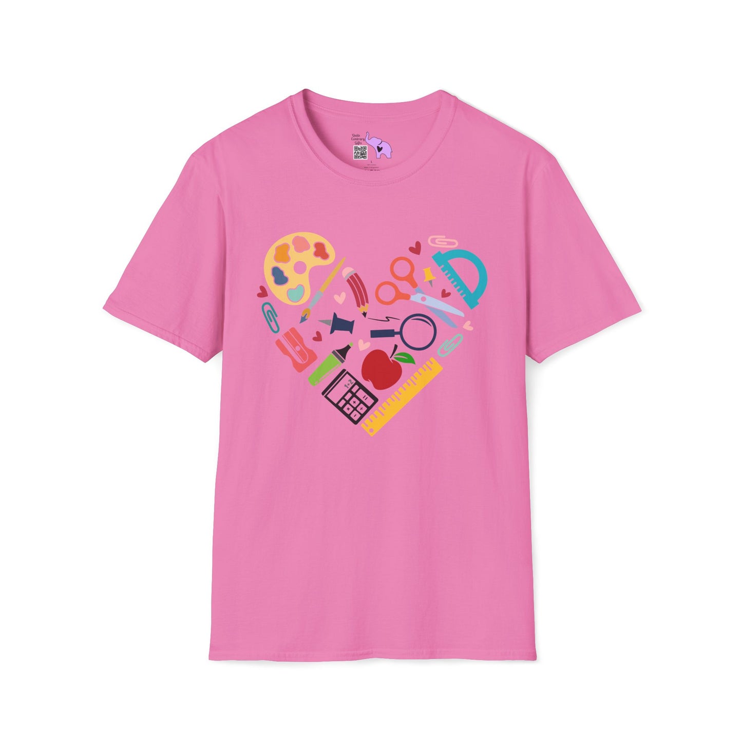 School Supplies Heart Adult T-shirt