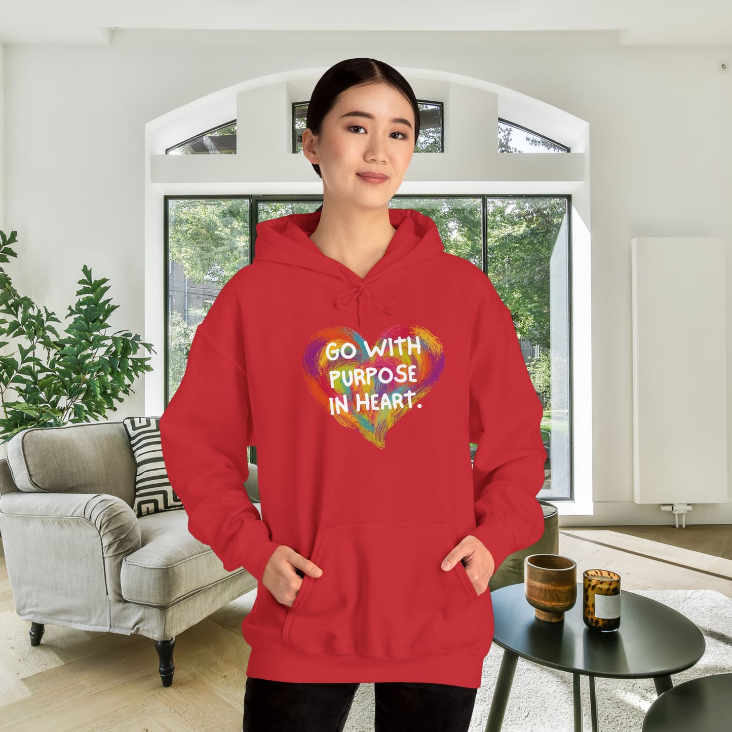 Go With Purpose In Heart Heavy Blend™ Hooded Sweatshirt