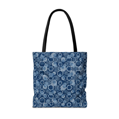 Blue Hexagons Canvas Tote Bag