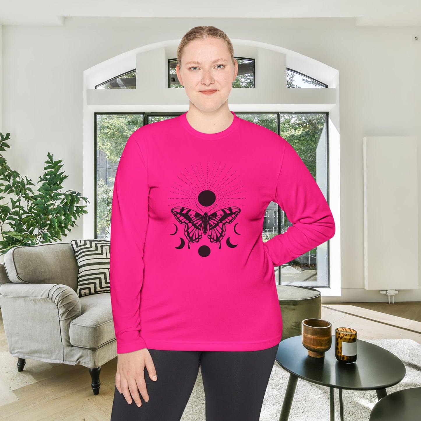 Butterfly w/Sun, Moon, & Stars Adult Long Sleeve Tee