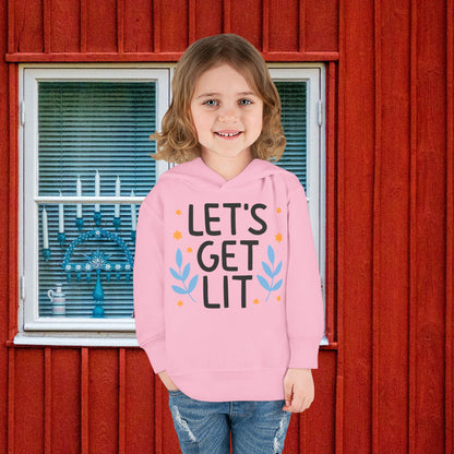 Hanukkah Let's Get Lit Toddler Pullover Fleece Hoodie