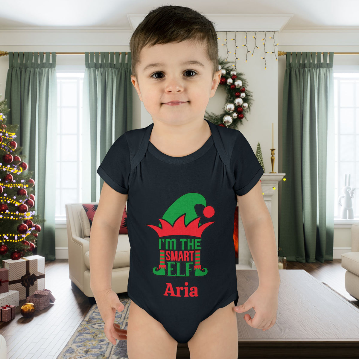 I'm The Smart Elf Personalized Infant Baby Rib Bodysuit
