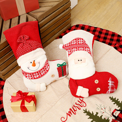 Knitted 3D Santa or Snowman Christmas Stockings