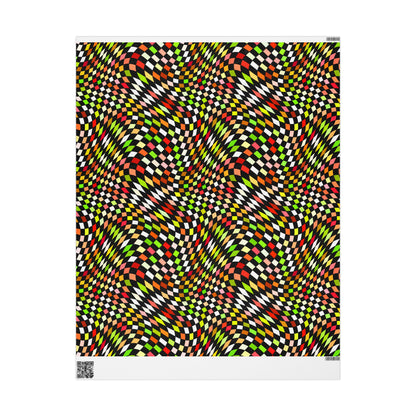 Warped Yellow/Green Checkered Wrapping Paper