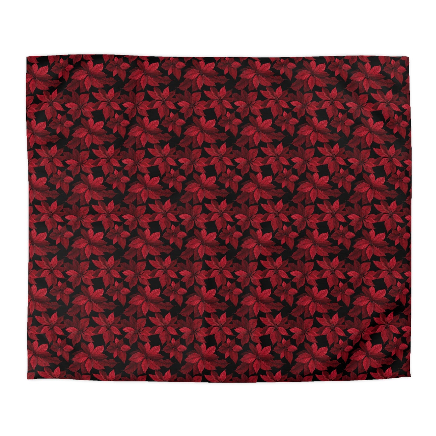 Midnight Poinsettia Garden Microfiber Duvet Cover