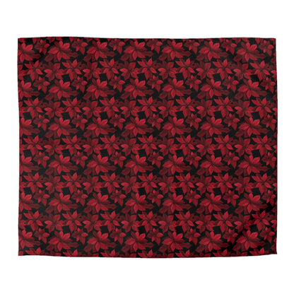 Midnight Poinsettia Garden Microfiber Duvet Cover