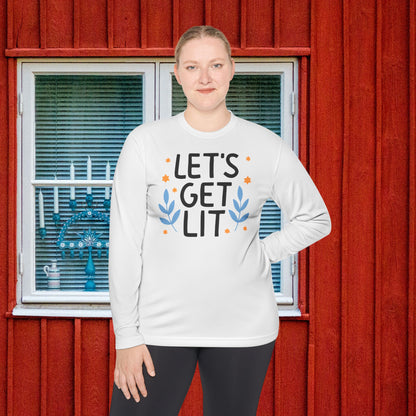 Hanukkah Let's Get Lit Adult Long Sleeve Tee