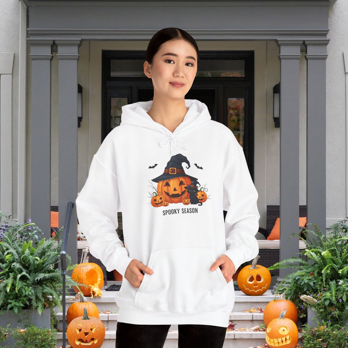 Spooky Season (Jack-O-Lantern/Black Cat) Heavy Blend™ Hooded Sweatshirt